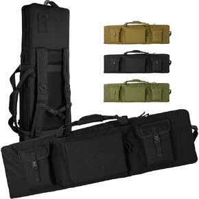 WOLFHUNT 36"/42"/48" Double Rifle Case Soft Bag Backpack – Gun Bag Pistol Transportation, Lock-Ready Zippers, EPE Padding, Tactical Range Bags for Outdoor Hunting