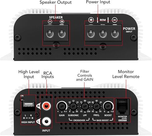 Taramps Bass 400 4 Ohms Monoblock Amplifier 400 Watt Rms قوي، 1 قناة 14.4VDC طاقة الإخراج، نطاق كامل RCA/إدخال عالي المستوى، نظام صوت السيارة in Kuwait