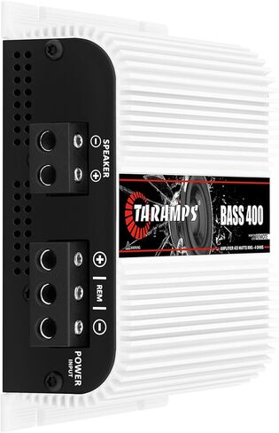 Taramps Bass 400 4 Ohms Monoblock Amplifier 400 Watt Rms قوي، 1 قناة 14.4VDC طاقة الإخراج، نطاق كامل RCA/إدخال عالي المستوى، نظام صوت السيارة in Kuwait