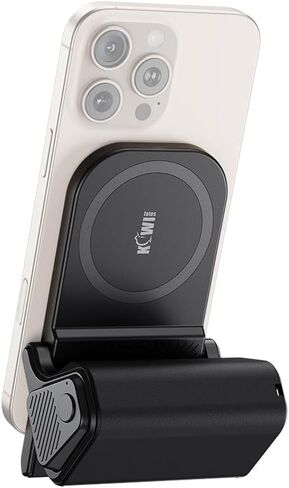 KIWIFOTOS Magnetic Phone Camera Grip for Magsafe Phone Tripod Handle with Bluetooth Remote & Cold Shoe Adapter for iPhone 16 Pro Max Samsung Smartphone Vlog Video Shooting (Black) in Saudi Arabia