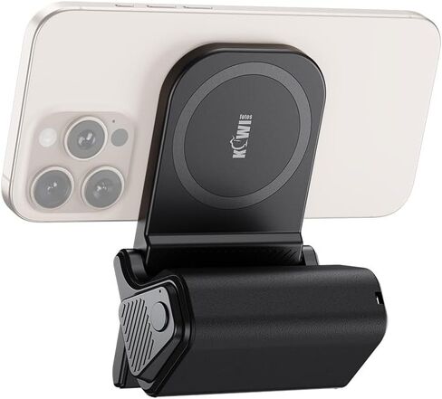 KIWIFOTOS Magnetic Phone Camera Grip for Magsafe Phone Tripod Handle with Bluetooth Remote & Cold Shoe Adapter for iPhone 16 Pro Max Samsung Smartphone Vlog Video Shooting (Black) in Saudi Arabia