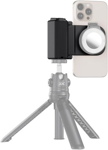 KIWIFOTOS Magnetic Phone Camera Grip for Magsafe Phone Tripod Handle with Bluetooth Remote & Cold Shoe Adapter for iPhone 16 Pro Max Samsung Smartphone Vlog Video Shooting (Black) in Saudi Arabia