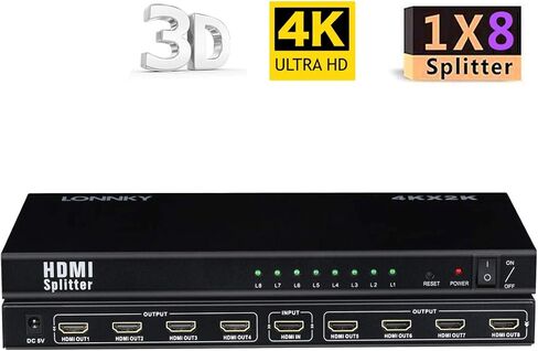 مقسم HDMI 4K 1 في 8 مخرج، 8 منافذ HDMI مقسم يدعم 4K@60 هرتز مكرر/مرآة، تشغيل فيديو ثلاثي الأبعاد لجهاز العرض، HDTV، وحدات التحكم بالألعاب (مدخل واحد إلى 8 مخارج) in Kuwait