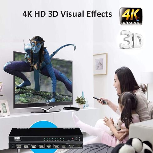 مقسم HDMI 4K 1 في 8 مخرج، 8 منافذ HDMI مقسم يدعم 4K@60 هرتز مكرر/مرآة، تشغيل فيديو ثلاثي الأبعاد لجهاز العرض، HDTV، وحدات التحكم بالألعاب (مدخل واحد إلى 8 مخارج) in Kuwait