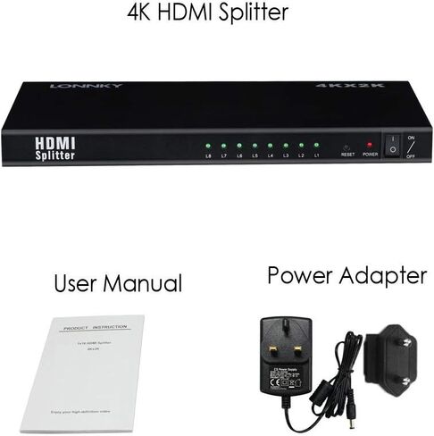 مقسم HDMI 4K 1 في 8 مخرج، 8 منافذ HDMI مقسم يدعم 4K@60 هرتز مكرر/مرآة، تشغيل فيديو ثلاثي الأبعاد لجهاز العرض، HDTV، وحدات التحكم بالألعاب (مدخل واحد إلى 8 مخارج) in Kuwait