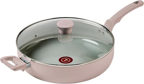 T-fal Refresh Ceramic Ceramic Non Stick Jumbo Cooker w/Lid 5 Quart Oven Broiler Safe 350F Dusty Rose in Saudi Arabia