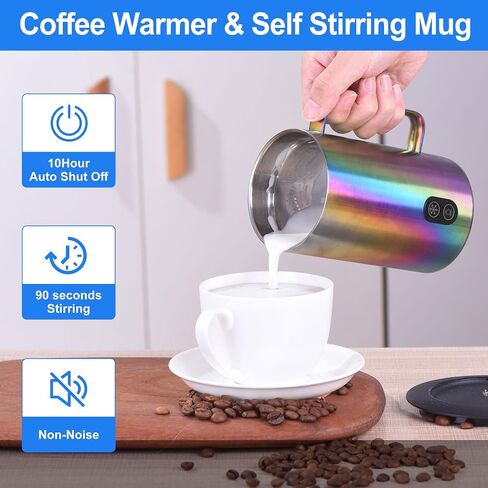 Coffee Warmer with Self Stirring Mug,2 in 1 Electric Coffee Mug Set,Powered by USB DC 5V,10W,10Hrs Auto Shut Off,Self Heating Coffee Mug for Desk Home & Office in Saudi Arabia