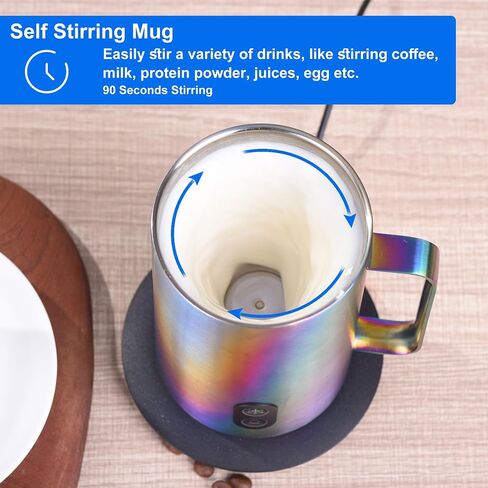 Coffee Warmer with Self Stirring Mug,2 in 1 Electric Coffee Mug Set,Powered by USB DC 5V,10W,10Hrs Auto Shut Off,Self Heating Coffee Mug for Desk Home & Office in Saudi Arabia
