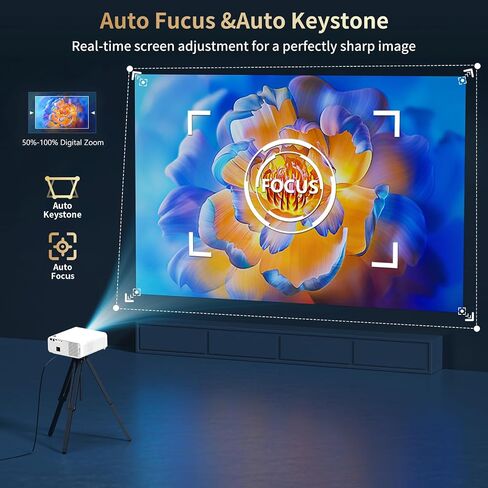 Smart 4K Projector with WIFI and Bluetooth,1600ANSI,Auto Focus & Keystone,DoIby Audio,PPT,Outdoor Movie Home Projector 4k HDR10+30W Speaker,50%Zoom,500''Display,ARC Compatible w/ TV Stick,iOS,Android in Saudi Arabia