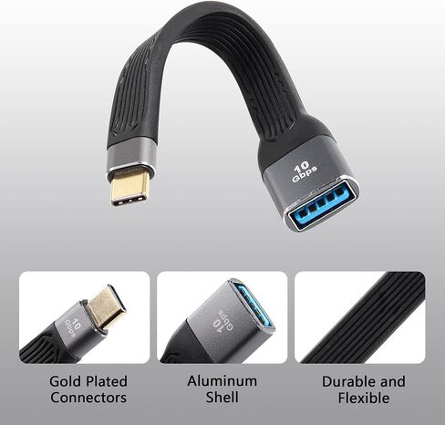 CERRXIAN محول USB C إلى USB بسرعة 10 جيجابت في الثانية، كابل قصير OTG من النوع C مقاس 5 بوصات، كابل USB من النوع A 3.0 أنثى إلى النوع C 3.1 ذكر FPC (OTG) in Saudi Arabia