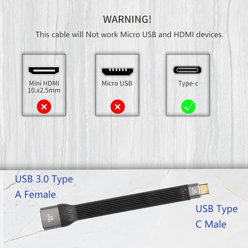 CERRXIAN محول USB C إلى USB بسرعة 10 جيجابت في الثانية، كابل قصير OTG من النوع C مقاس 5 بوصات، كابل USB من النوع A 3.0 أنثى إلى النوع C 3.1 ذكر FPC (OTG) in Saudi Arabia