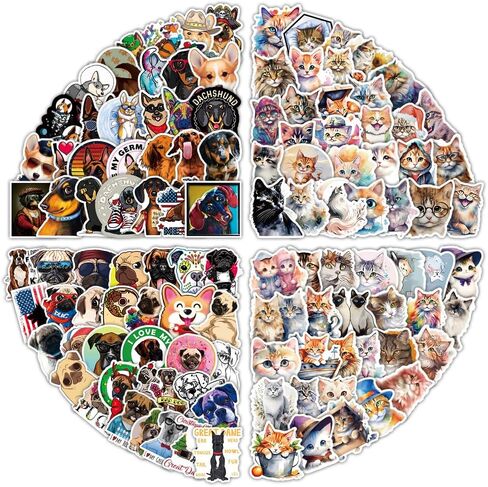 200Pcs Cat and Dog Meme Stickers, Funny Meme Stickers for Teens and Adults, Realistic Pets Decals Vinyl Stickers for Laptop Water Bottle Scrapbook Phones in Kuwait