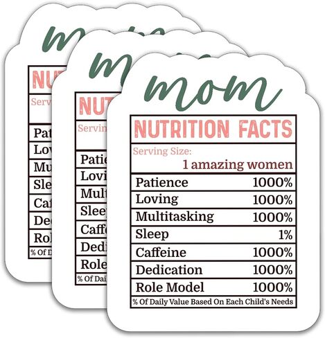 (3 قطع) ملصق Mom Nutrition Facts ملصق Mom Mom Life، أفضل هدية للأمهات والأمهات والجدة - ملصق فينيل مقاوم للماء للكتب وأجهزة الكمبيوتر المحمولة والهواتف وزجاجات المياه، مقاس 3 × 2.3 بوصة in Saudi Arabia