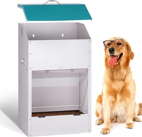 Galvanized Automatic Dog Feeder Large Breed 50 Pounds, Metal Dog Food Gravity Feeder Extra Large Self Feeding Dog Food Dispenser Automatic Pet Feeder, for Indoor or Outdoor Use in Saudi Arabia