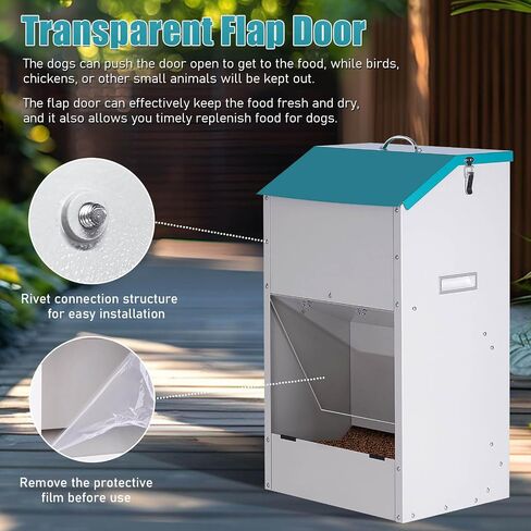 Galvanized Automatic Dog Feeder Large Breed 50 Pounds, Metal Dog Food Gravity Feeder Extra Large Self Feeding Dog Food Dispenser Automatic Pet Feeder, for Indoor or Outdoor Use in Saudi Arabia