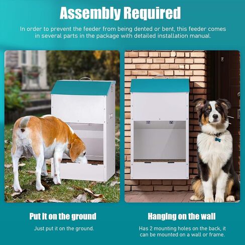 Galvanized Automatic Dog Feeder Large Breed 50 Pounds, Metal Dog Food Gravity Feeder Extra Large Self Feeding Dog Food Dispenser Automatic Pet Feeder, for Indoor or Outdoor Use in Saudi Arabia