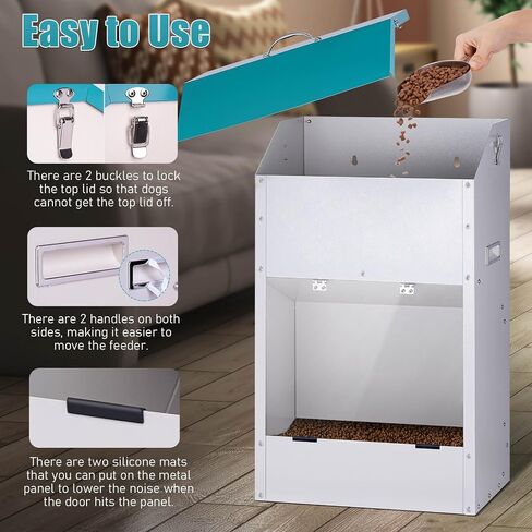 Galvanized Automatic Dog Feeder Large Breed 50 Pounds, Metal Dog Food Gravity Feeder Extra Large Self Feeding Dog Food Dispenser Automatic Pet Feeder, for Indoor or Outdoor Use in Saudi Arabia