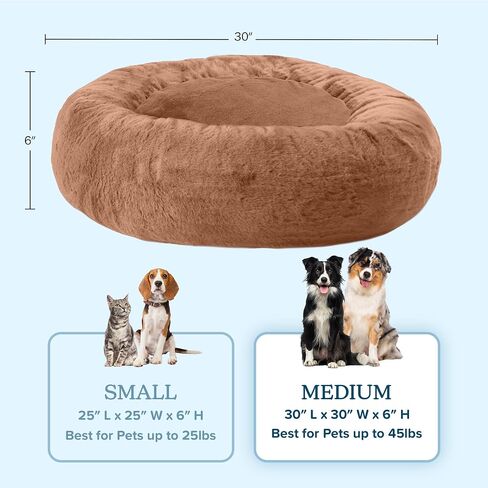 PETMAKER Dog Bed - Donut Dog Bed and Cat Bed for Medium Pets - Dog Bed with Removable Washable Cover and Nonslip Bottom - Puppy Essentials (Beige) in Saudi Arabia