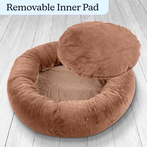PETMAKER Dog Bed - Donut Dog Bed and Cat Bed for Medium Pets - Dog Bed with Removable Washable Cover and Nonslip Bottom - Puppy Essentials (Beige) in Saudi Arabia