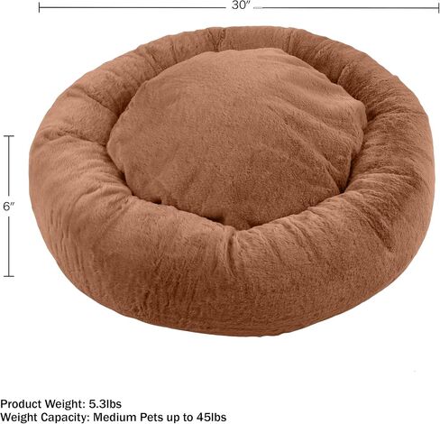 PETMAKER Dog Bed - Donut Dog Bed and Cat Bed for Medium Pets - Dog Bed with Removable Washable Cover and Nonslip Bottom - Puppy Essentials (Beige) in Saudi Arabia