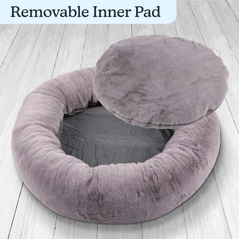 PETMAKER Dog Bed - Donut Dog Bed and Cat Bed for Medium Pets - Dog Bed with Removable Washable Cover and Nonslip Bottom - Puppy Essentials (Beige) in Saudi Arabia