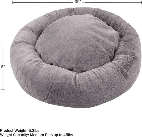 PETMAKER Dog Bed - Donut Dog Bed and Cat Bed for Medium Pets - Dog Bed with Removable Washable Cover and Nonslip Bottom - Puppy Essentials (Beige) in Saudi Arabia
