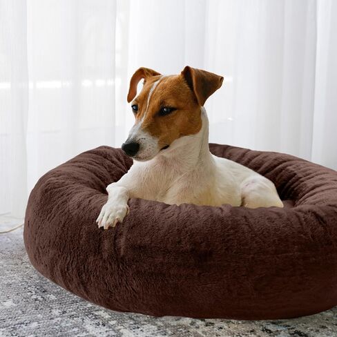 PETMAKER Dog Bed - Donut Dog Bed and Cat Bed for Medium Pets - Dog Bed with Removable Washable Cover and Nonslip Bottom - Puppy Essentials (Beige) in Saudi Arabia