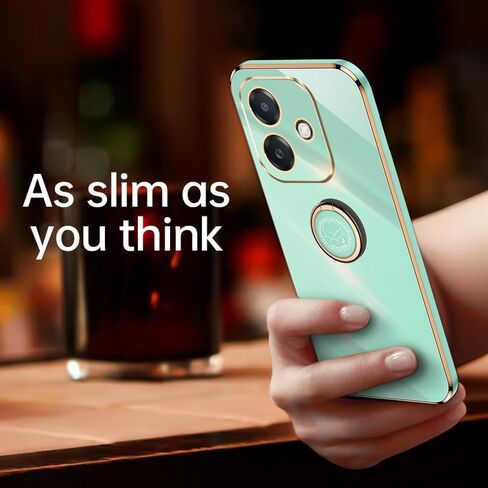 Compatible with Oppo A40 4G Case Slim Soft Cover with Screen Protector,TPU Bumper with Kickstand Ring Holder Protective Cover,Black in Saudi Arabia