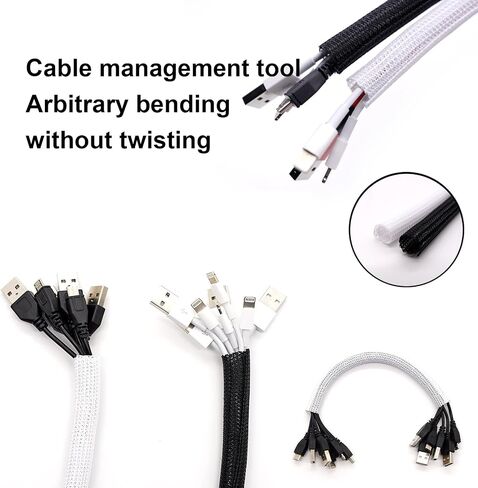 Alex Tech 10ft - 1/2 inch Cord Protector Wire Loom Tubing Cable Sleeve Split Sleeving for USB Cable Power Cord Audio Video Cable - Protect Cat from Chewing Cords - White (White) in Saudi Arabia