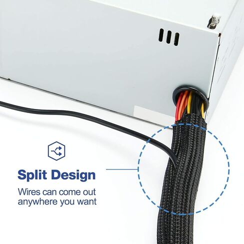 Alex Tech 10ft - 1/2 inch Cord Protector Wire Loom Tubing Cable Sleeve Split Sleeving for USB Cable Power Cord Audio Video Cable - Protect Cat from Chewing Cords - White (White) in Saudi Arabia
