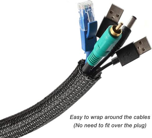 Alex Tech 10ft - 1/2 بوصة سلك حامي سلك المنوال أنابيب كم كابل منفصل لكابل USB سلك الطاقة كابل الصوت والفيديو - حماية القط من مضغ الحبال - أبيض (أبيض) in Saudi Arabia