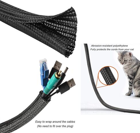 Alex Tech 10ft - 1/2 بوصة سلك حامي سلك المنوال أنابيب كم كابل منفصل لكابل USB سلك الطاقة كابل الصوت والفيديو - حماية القط من مضغ الحبال - أبيض (أبيض) in Saudi Arabia