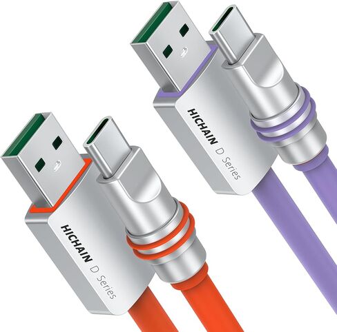 Hichain USB A to USB C Charger Cable Orange Purple 4ft, 100W Type C Fast Charging Cord Silicone USB C Chubby Cable Data Sync for Phone Samsung Galaxy Pixel PS5 WH-ACO4+ACP4 in Saudi Arabia