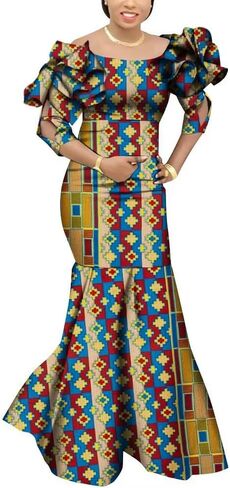 Fashion Robe Africaine Femme Elegant Maxi Long Dresses African Ankara Print Mermaid Dresses Dashiki Evening Gowns in Saudi Arabia