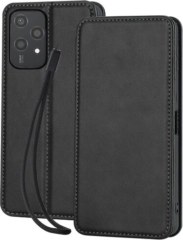 for Honor 200 Lite Leather Case Stand Fuction Wallet Bag with Card Slots Protective （with Hand Strap Black in Saudi Arabia