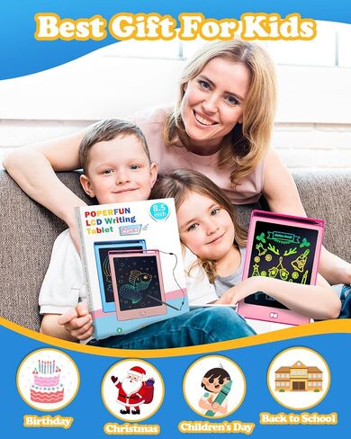 2Pack LCD Writing Tablet for Kids, 8.5 Inch Doodle Board Drawing Tablet Colorflu Reusable Drawing Board Kids Toys for Ages 3 4 5 6 7 8, Christmas Birthday Gift for Boy Girls in Blue+Pink in Saudi Arabia