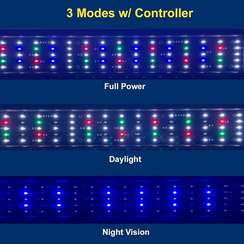 DA FSPEC Gen2 LED حوض السمك ضوء كامل الطيف خافت تلقائي تشغيل إيقاف مؤقت ثابت متعدد الألوان المياه العذبة 20 24 30 36 48 72 (48 بوصة (120 سم)) in Kuwait