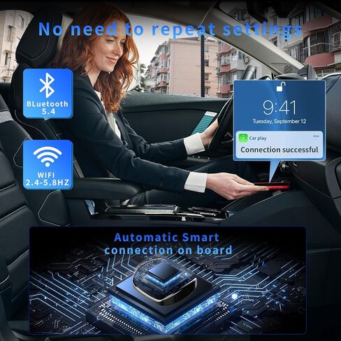 Wireless CarPlay Adapter for iPhone, Converts Wired to Wireless CarPlay Dongle 2024 Upgrade Plug & Play with Extension Cable，Auto Connect，fit for Cars from 2017 & iOS 10+（Black） in Saudi Arabia