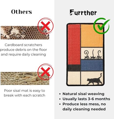 Sisal Cat Scratcher Post Mat (Use on Wall, Couch and Carpet), Shedding-Resistant Scratching Surface - 21.7x13 with Adhesives, Pads and Twist Pins (Cat in a Pink Room) in Saudi Arabia