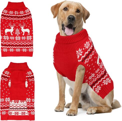Rypet Dog Christmas Sweater for Large Dogs Warm Soft Christmas Dog Outfits Dog Holiday Sweater Firm Durable Pet Turtleneck Knitwear Dog Sweater Dog Winter Coat for Females and Males （XXL） in Kuwait