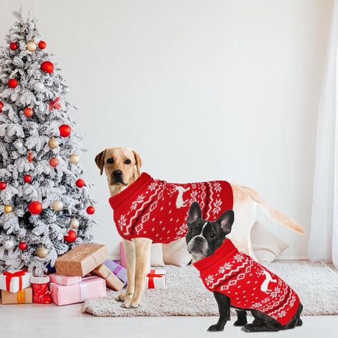 Rypet Dog Christmas Sweater for Large Dogs Warm Soft Christmas Dog Outfits Dog Holiday Sweater Firm Durable Pet Turtleneck Knitwear Dog Sweater Dog Winter Coat for Females and Males （XXL） in Kuwait