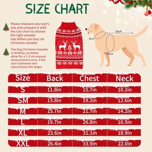 Rypet Dog Christmas Sweater for Large Dogs Warm Soft Christmas Dog Outfits Dog Holiday Sweater Firm Durable Pet Turtleneck Knitwear Dog Sweater Dog Winter Coat for Females and Males （XXL） in Kuwait