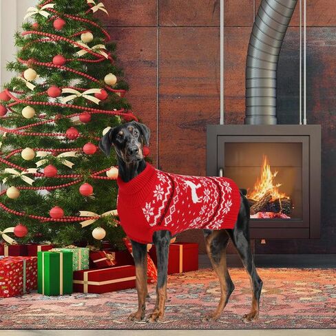 Rypet Dog Christmas Sweater for Large Dogs Warm Soft Christmas Dog Outfits Dog Holiday Sweater Firm Durable Pet Turtleneck Knitwear Dog Sweater Dog Winter Coat for Females and Males （XXL） in Kuwait