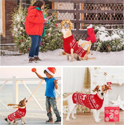 Rypet Dog Christmas Sweater for Large Dogs Warm Soft Christmas Dog Outfits Dog Holiday Sweater Firm Durable Pet Turtleneck Knitwear Dog Sweater Dog Winter Coat for Females and Males （XXL） in Kuwait