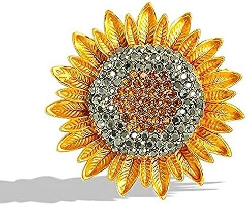Yellow Flower Rhinestone Sunflower Brooch Enamel Crystal Plant Brooch Pin, Charm Sun Flower Coat Brooch for Women in Kuwait