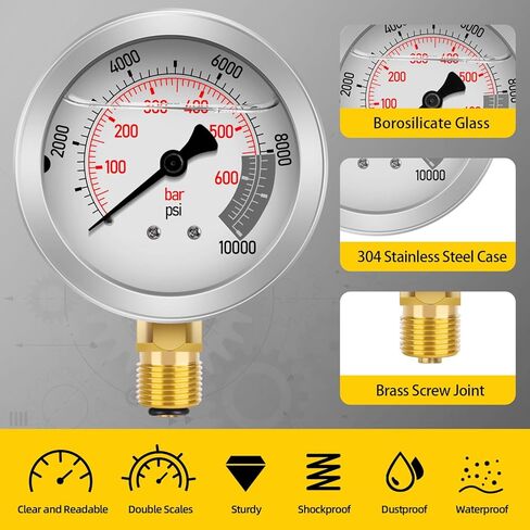 مجموعة اختبار الضغط الهيدروليكي - تتضمن 4 مقاييس اختبار هيدروليكية، و9 وصلات اختبار، وموصل سريع للكارتر، و3 خراطيم اختبار، وغلاف من الألومنيوم عالي الجودة in Kuwait