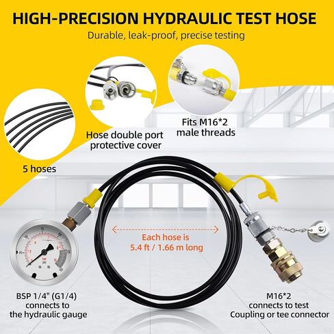 مجموعة اختبار الضغط الهيدروليكي - تتضمن 4 مقاييس اختبار هيدروليكية، و9 وصلات اختبار، وموصل سريع للكارتر، و3 خراطيم اختبار، وغلاف من الألومنيوم عالي الجودة in Kuwait