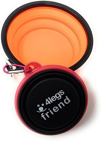 Set of 2 Collapsible Pet Bowls Small + Large with Carabiner Clips | BPA Free Food Grade Silicon 2 Pc Dog and Cat Expandable Travel Bowls | Bright Yellow, Pink and Black Pop Out Dog Bowls in Saudi Arabia
