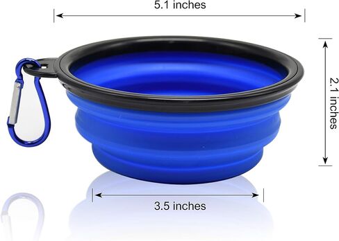 Set of 2 Collapsible Pet Bowls Small + Large with Carabiner Clips | BPA Free Food Grade Silicon 2 Pc Dog and Cat Expandable Travel Bowls | Bright Yellow, Pink and Black Pop Out Dog Bowls in Saudi Arabia