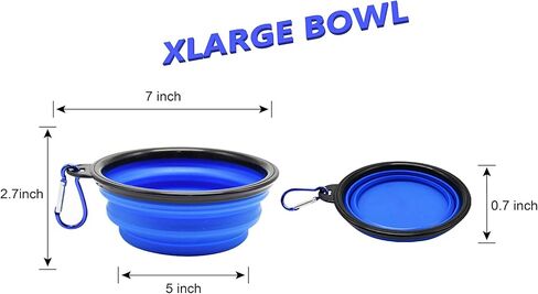 Set of 2 Collapsible Pet Bowls Small + Large with Carabiner Clips | BPA Free Food Grade Silicon 2 Pc Dog and Cat Expandable Travel Bowls | Bright Yellow, Pink and Black Pop Out Dog Bowls in Kuwait